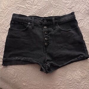 Madewell High-Waist Black Denim Button-Front Women's Shorts